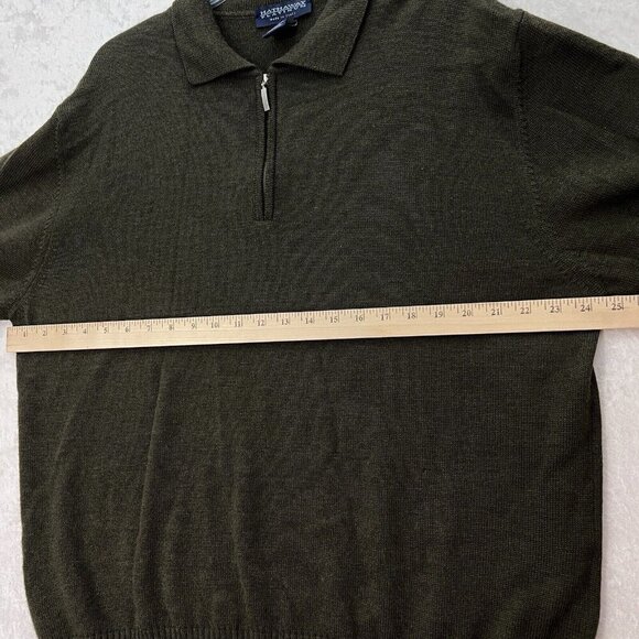 HATHAWAY PLATINUM Extra Fine Italian Merino Wool Sweater Mens XL Olive 1/4 Zip - Picture 6 of 9